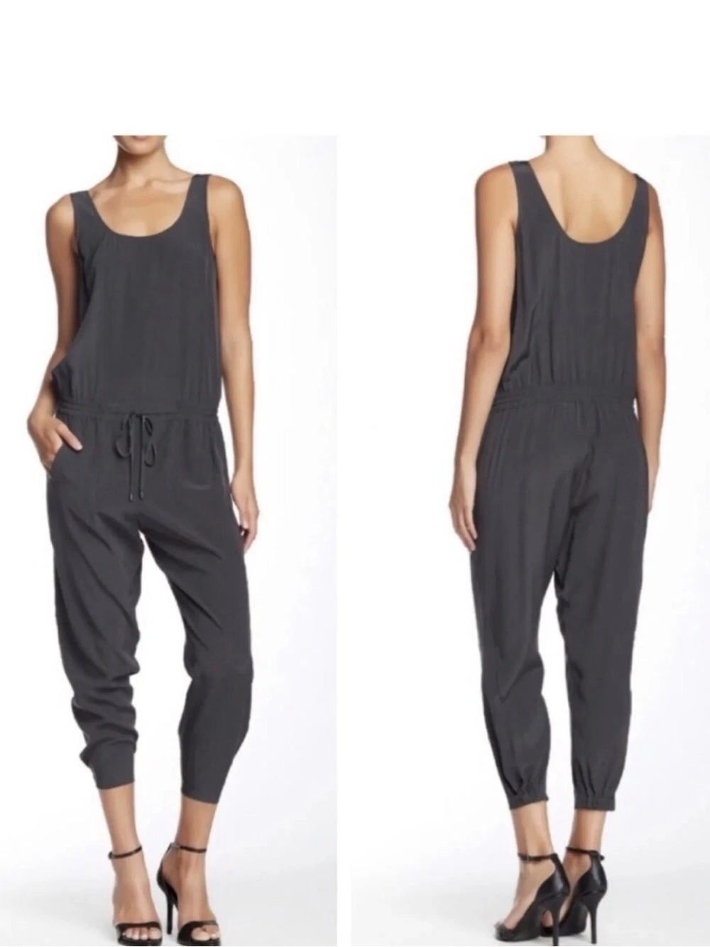 Vince Charcoal Sleeveless Jumpsuit with Drawstring Waist NWOT